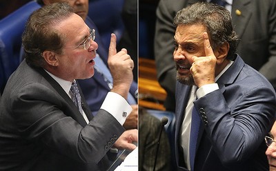 Aécio e Renan Calheiros discutem em sessão no Senado