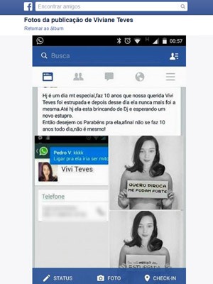 Mulher é ofendida nas redes sociais após relatar estupro