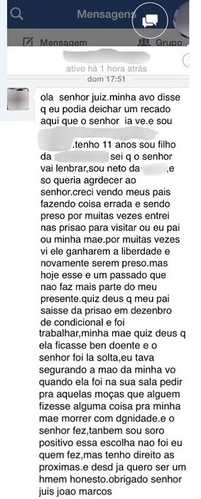 Menino envia carta emocionante a juiz pela liberação da mãe