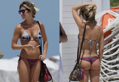 Giovanna Ewbank curte praia em Miami de fio dental