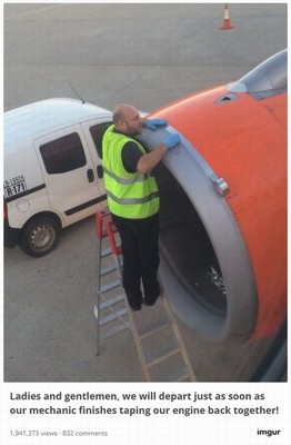 Foto de turbina sendo colada com ‘fita adesiva’ preocupa