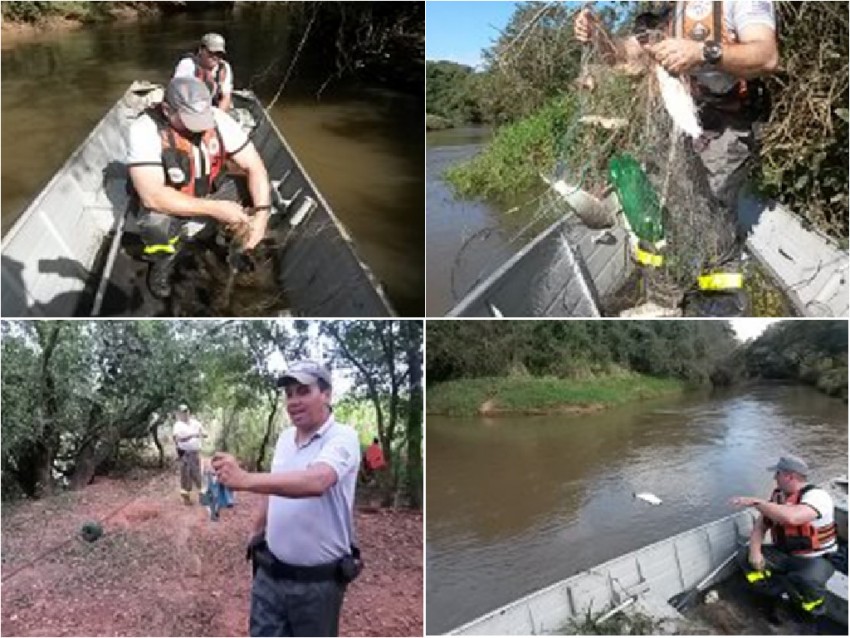 PM Ambiental recolhe redes para pesca no Rio Tibiriça