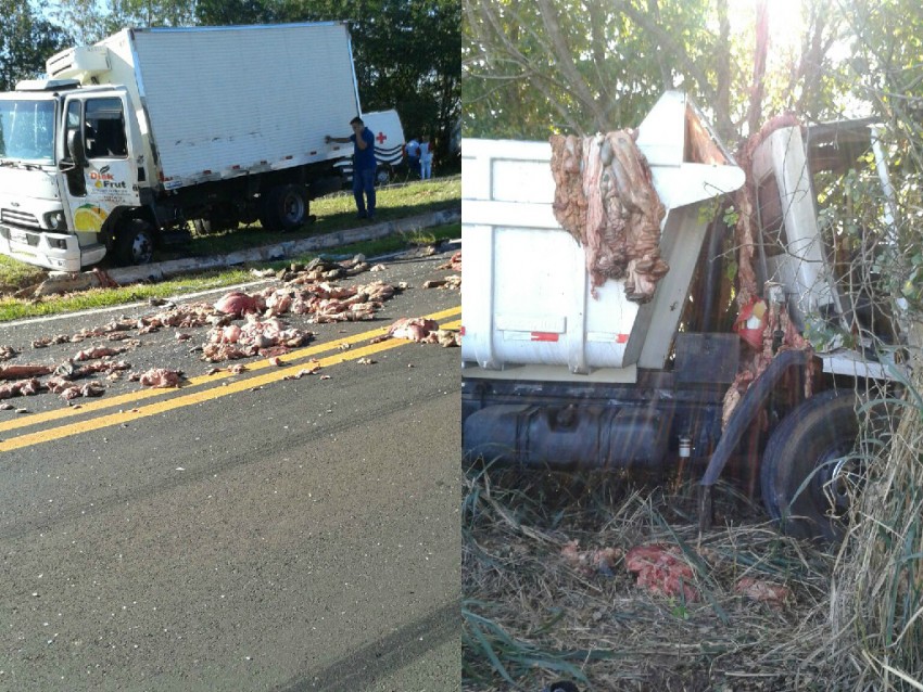 Grave acidente envolve dois caminhões com placas de Marília