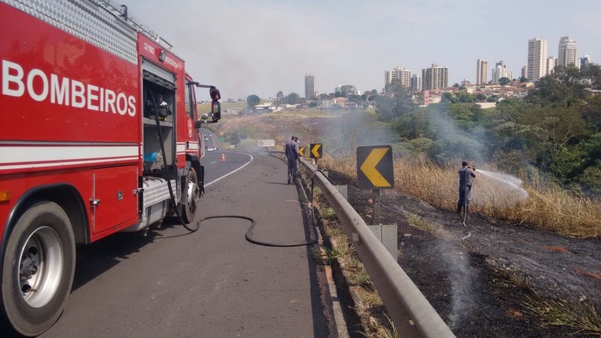 Incêndio na Rodovia do Contorno mobiliza Bombeiros