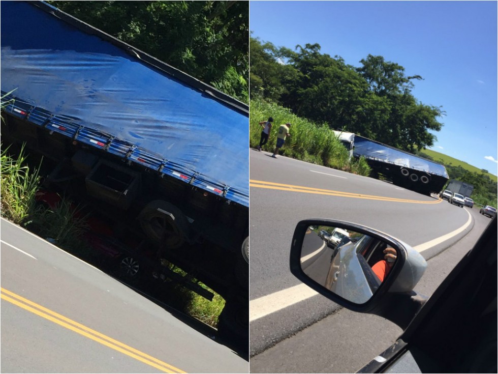 Caminhão ‘esmaga’ carro na Rodovia SP-333