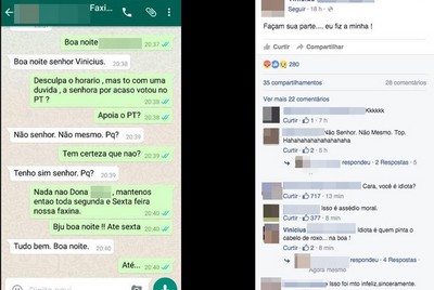 Homem pergunta se faxineira apoia PT e posta foto