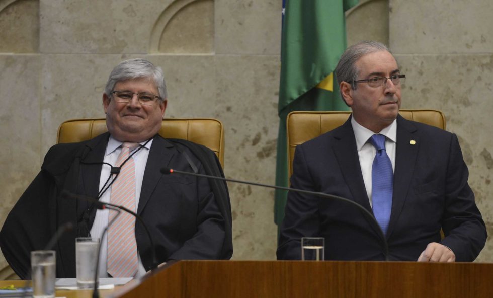 Brasília - O Procurador-Geral da República, Rodrigo Janot e o presidente da Câmara, Eduardo Cunha participam da sessão de abertura do ano judiciário (José Cruz/Agência Brasil)