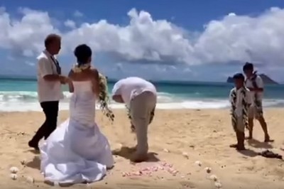 Noivo vomita em casamento na praia