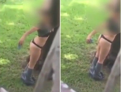 Mulher é flagrada fazendo selfie do bumbum