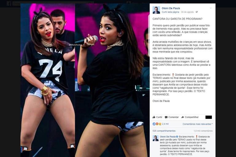 Anitta responde ao ser chamada de ‘vagabunda de quinta’