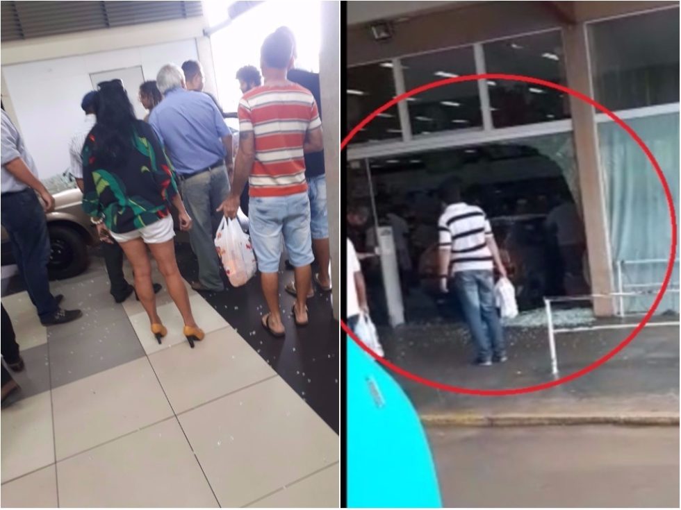 Carro invade supermercado na zona Sul de Marília