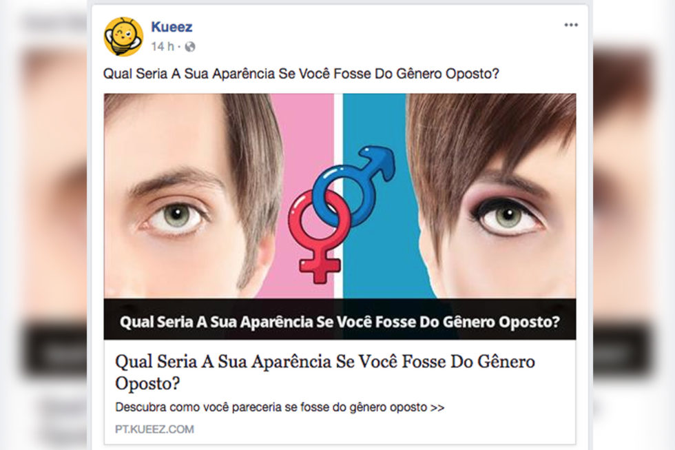 Alerta: não faça o teste do sexo oposto do Facebook