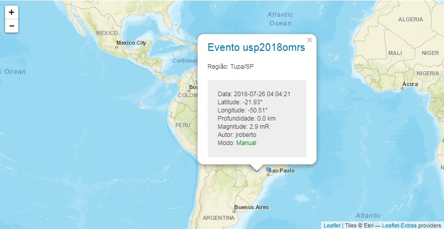 Região registra abalo sísmico de magnitude 2,9° na escala Richter