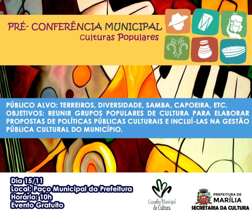 Pré-Conferência Municipal de Culturas Populares acontece nesta quinta-feira