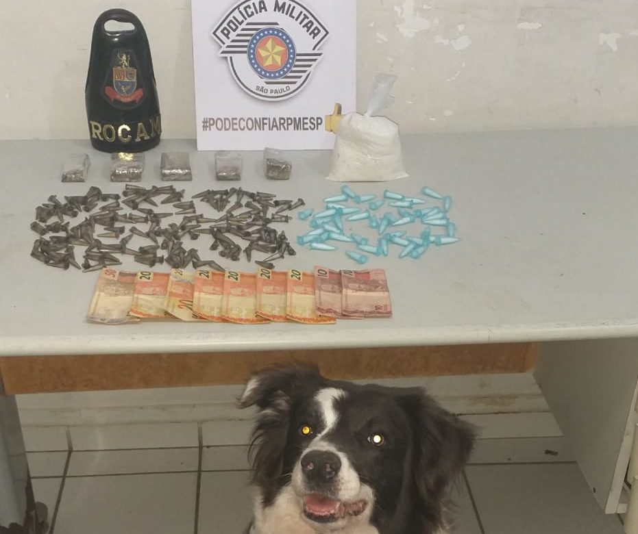 Rocam e Canil prendem homem com maconha, crack e cocaína