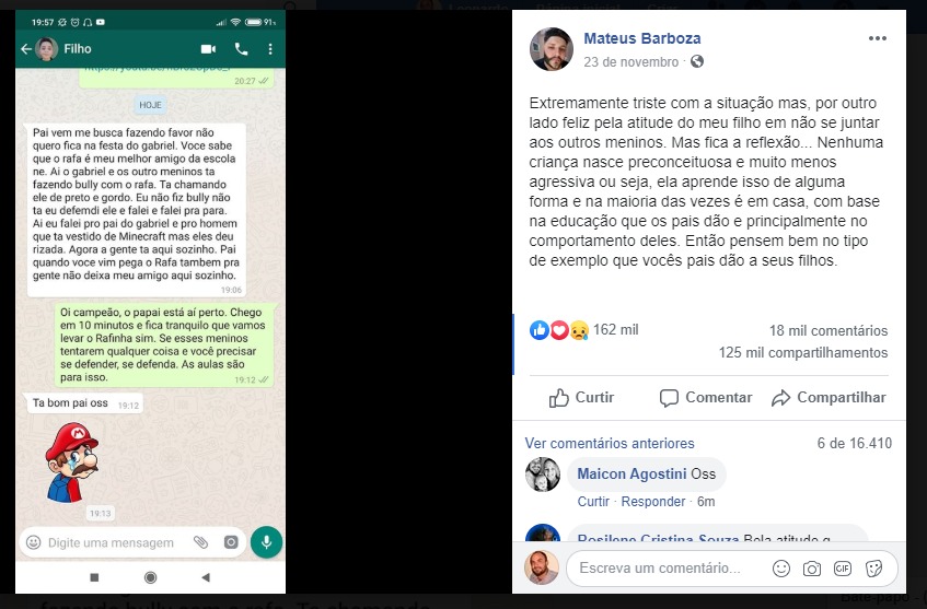 Atitude de criança contra o racismo em Marília viraliza na web