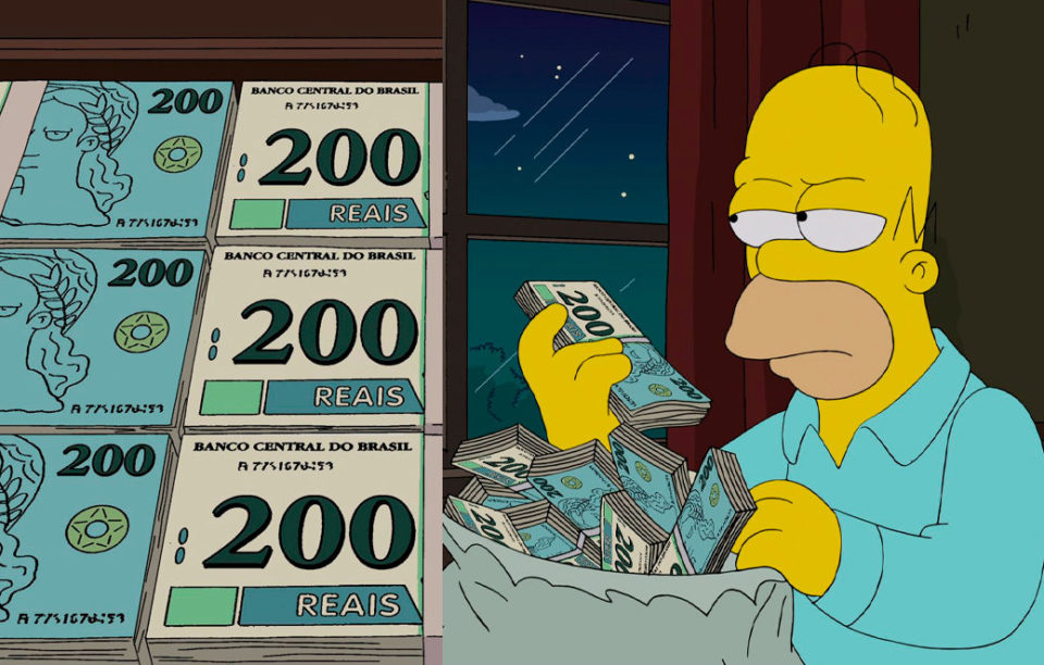 Os Simpsons previram cédula de R$ 200 em episódio no Brasil