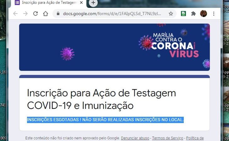 Inscrição para testes de Covid tem falhas e gera reclamações