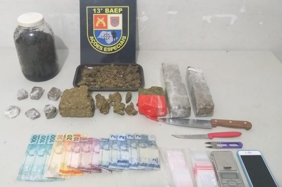 Baep prende homem com drogas avaliadas em R$ 10 mil