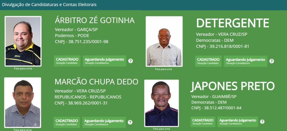 Nome de urna esbanja criatividade e até ‘Japonês Preto’ é candidato