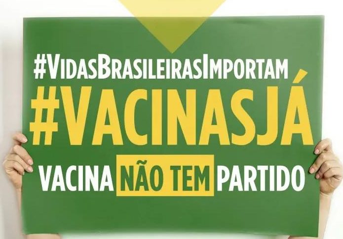 Campanha cobra de Bolsonaro imunização contra a covid-19