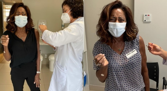 Gloria Maria recebe segunda dose da vacina contra covid-19