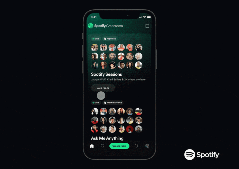Spotify lança Greenroom, concorrente do Clubhouse