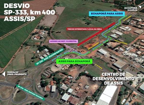 Rodovia SP-333 tem desvio entre Marília e Assis