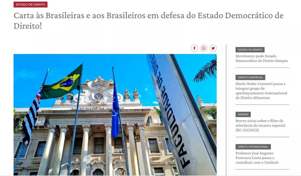 Carta pela Democracia passa de 100 mil assinaturas em 24 horas