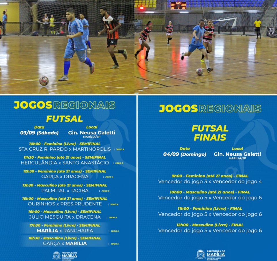 Marília é sede das finais do futsal dos Jogos Regionais