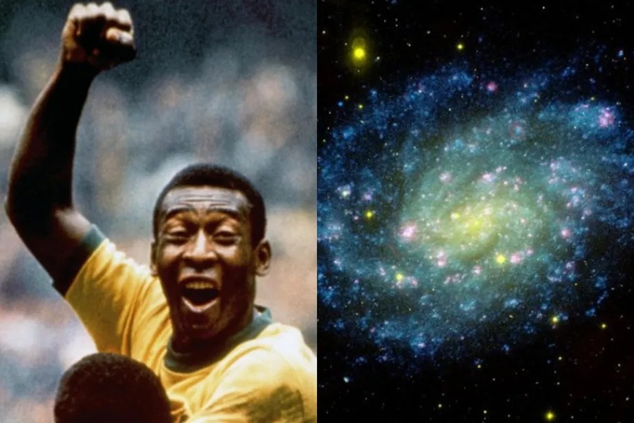 Nasa homenageia Pelé com imagem de galáxia nas cores do Brasil