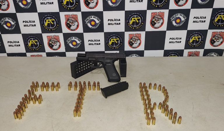 Rapaz é preso com pistola e munições no bairro Palmital