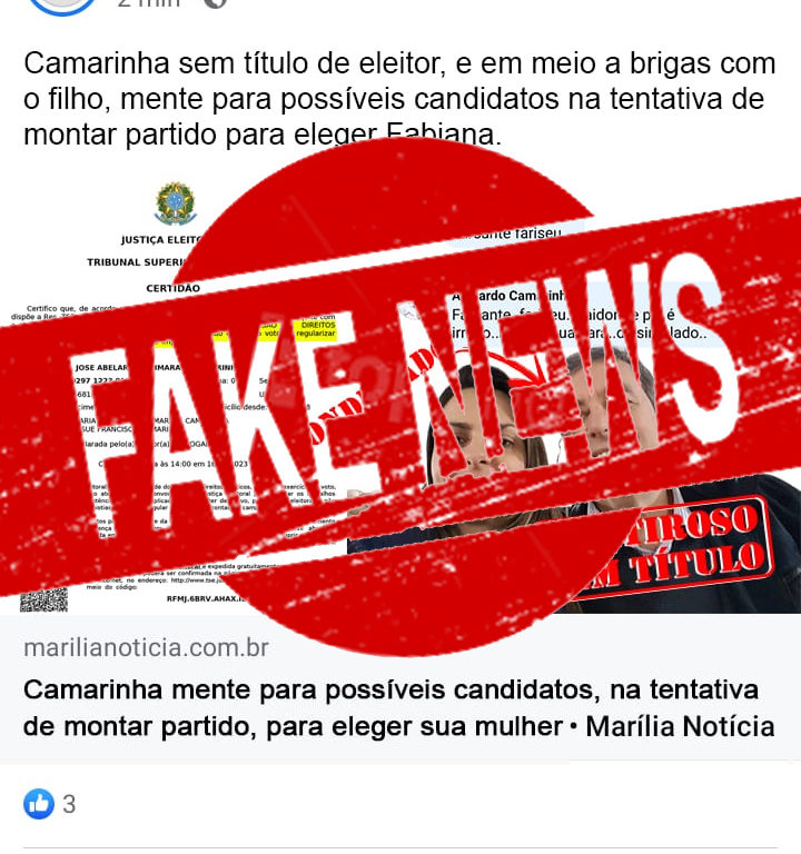 Fake news usa MN para difamar ex-prefeito Camarinha