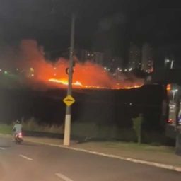 Incêndio às margens da SP-294 chama atenção de motoristas