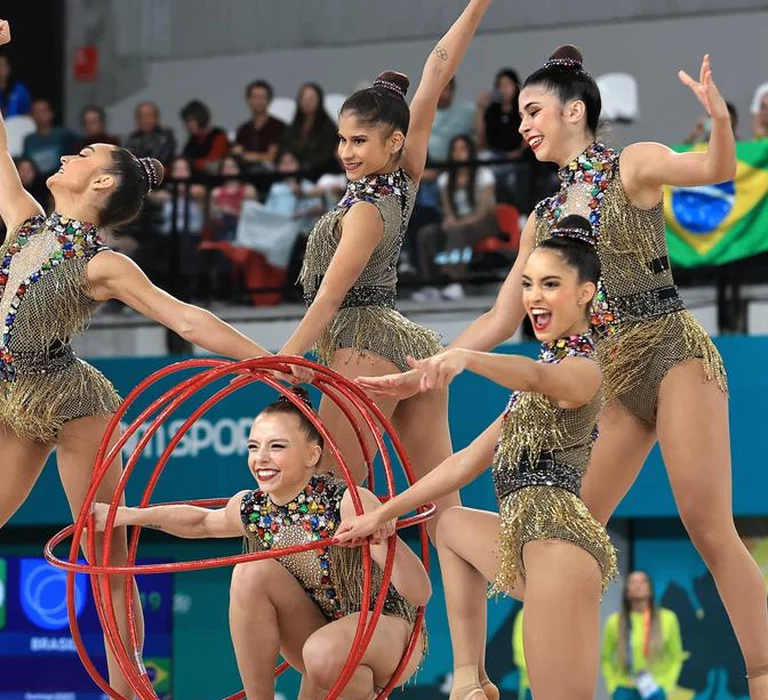 Ginástica rítmica do Brasil tem jornada dourada no Pan de Santiago