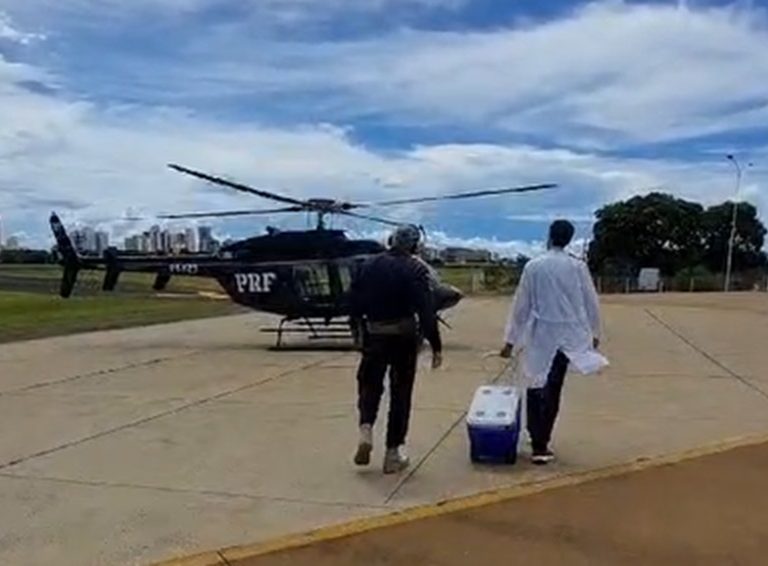 Helicóptero da PRF faz transporte de coração de Bauru para Botucatu