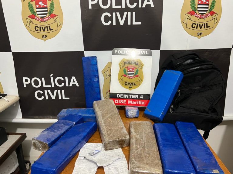 Mulher desembarca com 10 tijolos de maconha na rodoviária