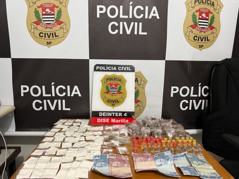 Dise de Marília prende dupla com dinheiro, K2 e outras drogas na Vila Barros