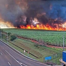 Incêndio de grandes proporções leva risco à motoristas e usuários na região