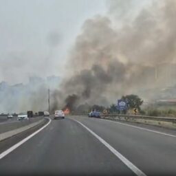 Incêndio à margem da rodovia do Contorno assusta motoristas na baixada do HC