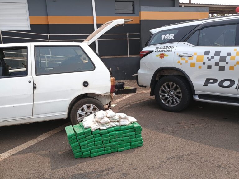 PM Rodoviária apreende carro com 73 tabletes de maconha em operação na região