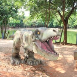 Bosque de Marília recebe mais réplicas do dino abelissauro e do esqueleto do T-Rex