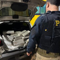 PRF apreende 134 quilos de maconha na Divisa; motorista tenta fuga em matagal