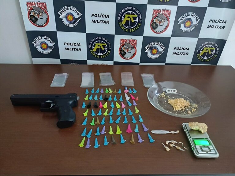 Suspeito é preso por militares em Tupã; drogas e simulacro de pistola apreendidas