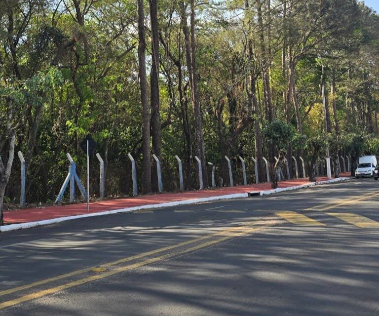 Prefeitura melhora passeio e coloca bancos na calçada do bosque municipal