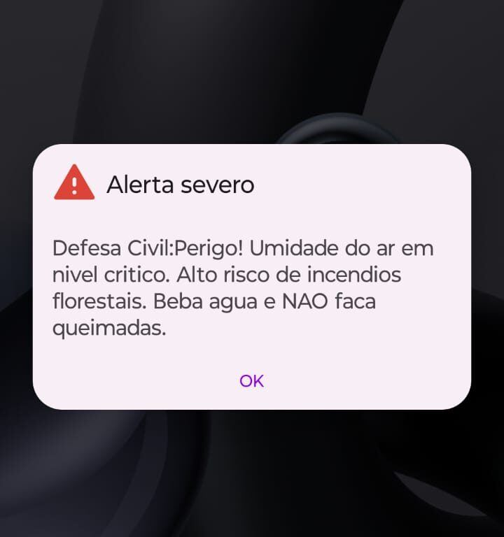Novo ‘alerta severo’ por nível crítico de umidade do ar é disparado