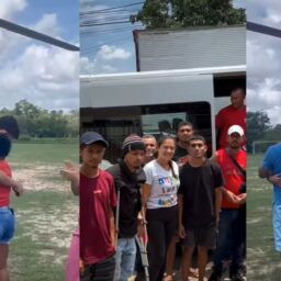 Dez trabalhadores voltam ao Maranhão; chegada de helicóptero em distrito emociona