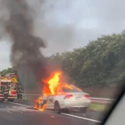 Veículo é totalmente destruído em incêndio na SP-294 em Marília