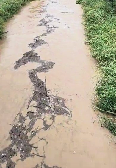 Rio do Peixe enche após chuvas, arrasta resíduos e gera preocupação; veja vídeo