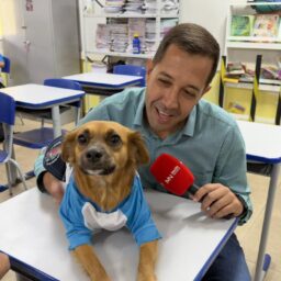‘Nova funcionária’? Cadela invade escola e vira mascote em Marília